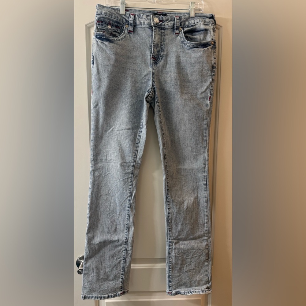 True Religion Light Wash Women's Straight Leg Jeans “Billie”